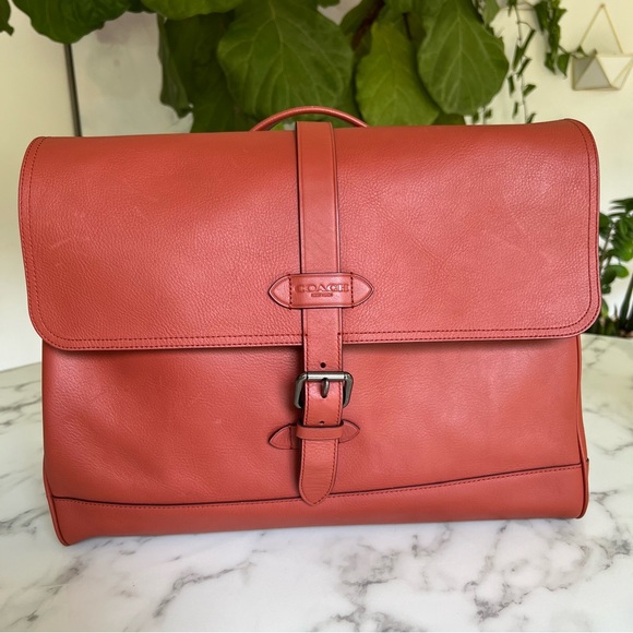 Coach Hudson Messenger Crossbody Laptop Bag Terracotta Leather - Picture 2 of 16